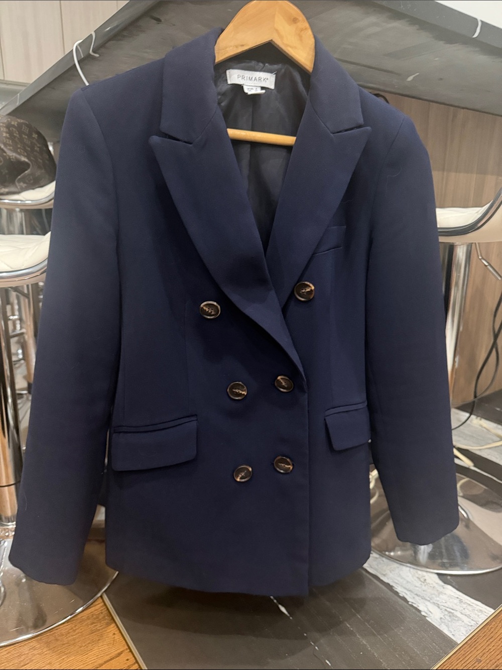 Primark Double-Breasted Dark Navy Blazer with Gold Buttons